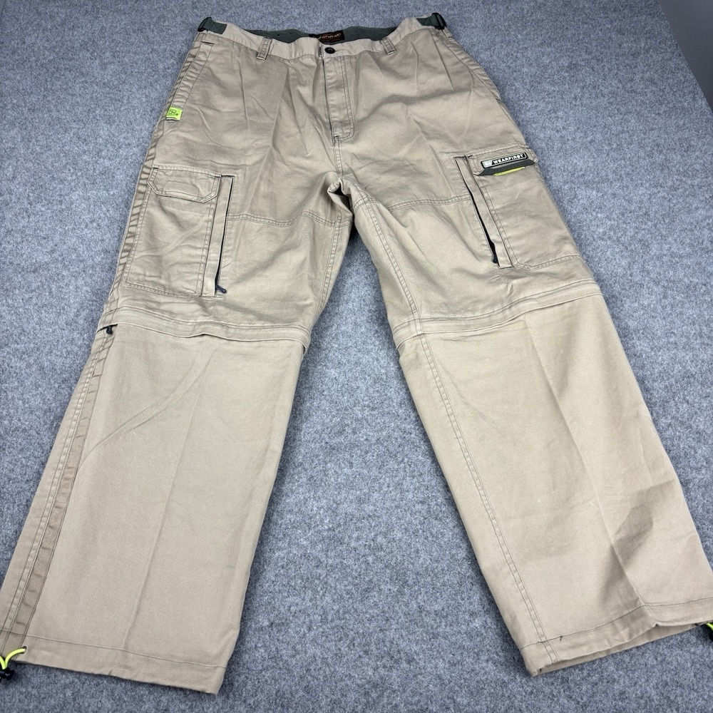 Vintage Wearfirst Convertible Cargo Pants Men's 38x30 Khaki Y2K Zip Off Utility